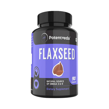 Potentveda Flaxseed Extract, Omega 3 6 9, 500 Mg Capsule