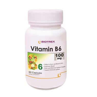 Biotrex Vitamin B6 100mg For Nervous System Support, RBC Formation & Immunity | Capsule
