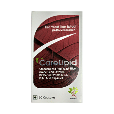 CareLipid Capsule With Red Yeast Rice, Grape Seed Extract, Bioprene, Vitamin D3 & Folic Acid