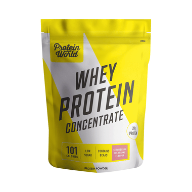 Protein World Whey Protein Concentrate Powder Strawberry Milkshake