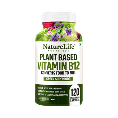 Nature Life Nutrition Plant Based Vitamin B12 | Vegetarian Capsule For Metabolism, Digestive & Heart Health
