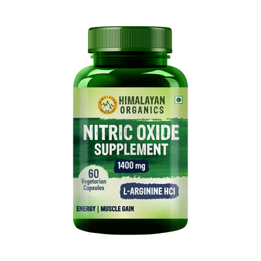 Himalayan Organics Nitric Oxide Supplement 1400mg with L-Arginine HCI | Veg Capsule for Muscle Synthesis & Stamina