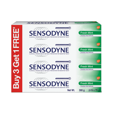 Sensodyne Toothpaste 75gm Each (Buy 3 Get 1 Free) Fresh Mint