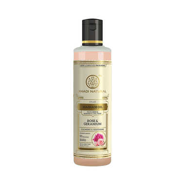 Khadi Naturals Rose & Geranium Herbal Massage Oil Paraben & Mineral Oil Free