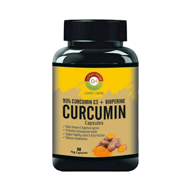 Cordy Herb 95% Curcumin C3 + Bioperine Curcumin Veg Capsule For Immune Support,Helps Reduce Inflammation And Pain, Antioxidant & Anti-inflammatory