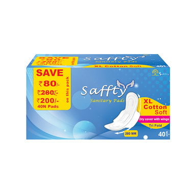 Saffty Sanitary Pads XL Cotton Soft Tri Fold