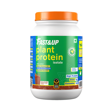 Fast&Up Plant Protein Isolate With Digestive Enzymes, 6g BCAA & 6g Glutamine | No Added Sugar | Flavour Ghana Chocolate