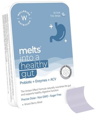 Wellbeing Nutrition Melts Into A Healthy Gut | Oral Thin Strip with Probiotic, Enzymes & ACV | Sugar Free