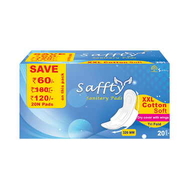 Saffty Sanitary Pads XXL Cotton Soft Tri Fold