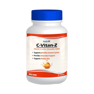HealthVit C-Vitan-Z | With Vitamin C & Zinc | For Immunity, Antioxidant Support & Healthy Skin | Chewable Tablet