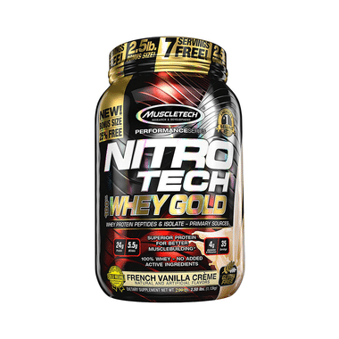 Muscletech Performance Series Nitro Tech 100% Whey Gold Whey Protein Peptides & Isolate French Vanilla Creme