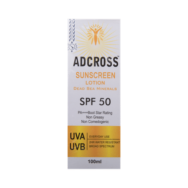 Adcross SPF 50 Sunscreen Lotion PA+++ | Water Resistant & Non-Greasy