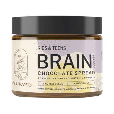 Iyurved Kids & Teens Brain Booster Chocolate Spread | With Brahmi, Omega 3 & Ashwagandha For Memory & Focus