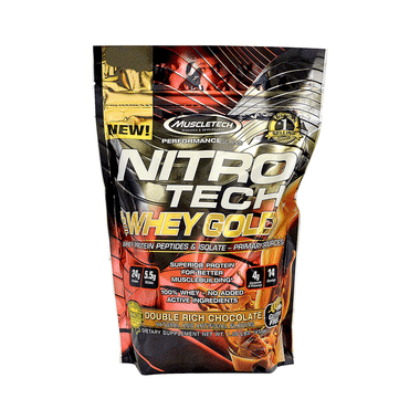 Muscletech Performance Series Nitro Tech 100% Whey Gold Whey Protein Peptides & Isolate Double Rich Chocolate