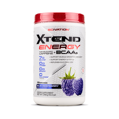 Scivation Xtend Energy Time-Released Caffeine+ BCAAs Powder Blue Raspberry