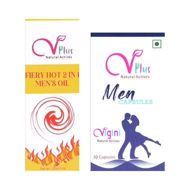 Vigini VPlus Natural Actives Fierry Hot 2 In 1 Men's Oil 25ml & Men 30 Capsule