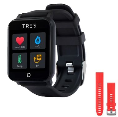 Tres Care C303 Smart Health Band with 1 Year Free Health Monitoring Black