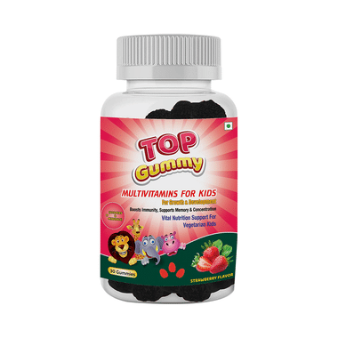 HealthVit Top Gummy Multivitamins For Kids' Immunity, Memory, Concentration, Growth & Development | Flavour Strawberry