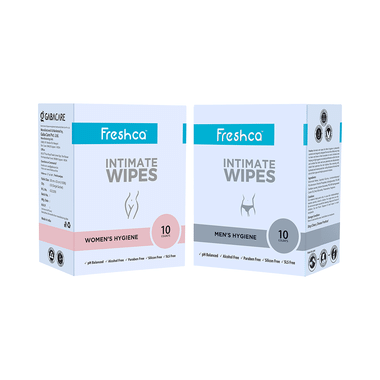 Freshca Combo Pack Of Men's Hygiene & Women's Hygiene Intimate Wipes (10 Each)