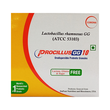 Procillus GG 10 Orodispersible Probiotic Granules Vanilla Lactose,Gluten & Sugar Free