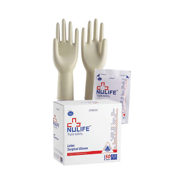 Nulife Gynaecological Elbow Length Surgical Gloves Sterile Powdered Medium