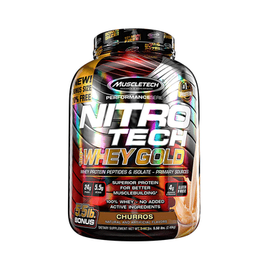 Muscletech Performance Series Nitro Tech 100% Whey Gold Whey Protein Peptides & Isolate Churros