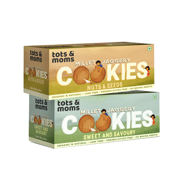 Tots And Moms Millet Jaggery Cookies (150gm Each) Nuts & Seeds And Sweet & Savory