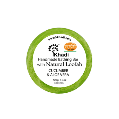 Khadi India Cucumber And Aloe Vera Natural Loofah Handmade Bathing Bar