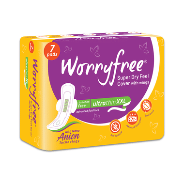 Worryfree Super Dry Feel Cover With Wings Sanitary Pad (7 Each) Ultrathin XXL