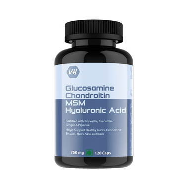 Vitaminhaat Glucosamine Chondroitin MSM With Hyaluronic Acid | For Healthy Joints, Tissues, Hair, Skin & Nails | Capsule