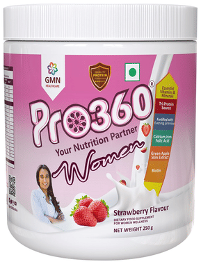Pro360 Women Protein with Calcium, Iron, Vitamins & Minerals | Flavour Strawberry Powder Pro360 Women Protein with Calcium, Iron, Vitamins & Minerals | Flavour Strawberry Powder
