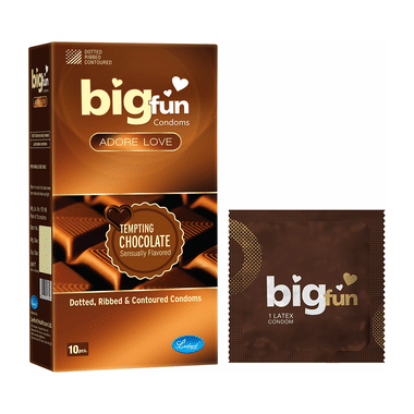 Bigfun Dotted, Ribbed & Contoured Condom Tempting Chocolate