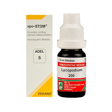 ADEL Stomach Care Combo Pack Of ADEL 5 Apo-Stom Drop 20ml & Lycopodium Clavatum Dilution 200 CH 10ml