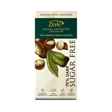 Zevic 70% Dark Sugar Free Belgian Couverture Chocolate With Organic Turkish Hazelnuts