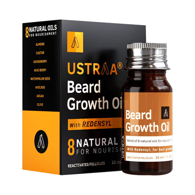 Ustraa Beard Growth Oil-with Redensyl, 8 Natural Oils including Jojoba Oil, Vitamin E | No Harmful Chemicals