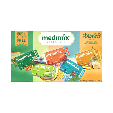 Medimix Ayurvedic Skin Fit Buy 4 Get 1 Free Soap (125gm Each)