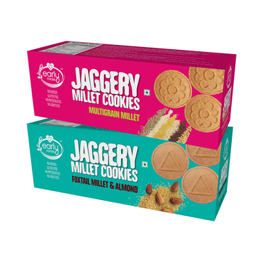 Early Foods Combo Pack Of Jaggery Millet Cookies Multigrain Millet & Jaggery Millet Cookies Foxtail Millet & Almond (150gm Each)