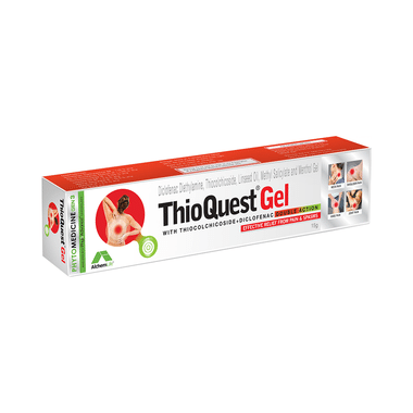 Thioquest Gel Gel with Thiocolchicoside & Diclofenac | For Muscle Pain & Spasms Relief