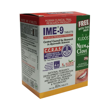 Kudos IME 9 Tablet With Neem+Clove Toothpaste 20gm Free