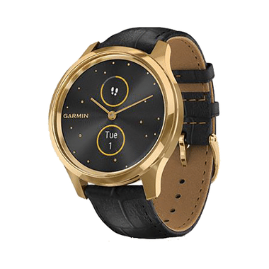 Garmin Vivomove Luxe With Leather Band Hybrid Smartwatch Gold-Black