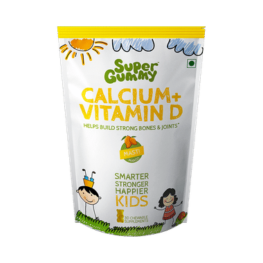 Super Gummy Calcium + Vitamin D Chewable Supplement | For Kids' Bones & Joints Health | Flavour Masti Mango