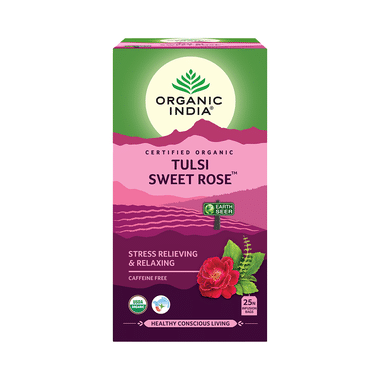 Organic India Tea For Immunity, Antioxidant Support & Stress Relief | Flavour Tulsi Sweet Rose Green Tea