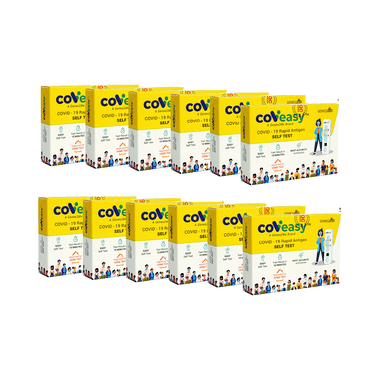 Covieasy Covid 19 Rapid Antigen Self Test Kit Medium Yellow And White