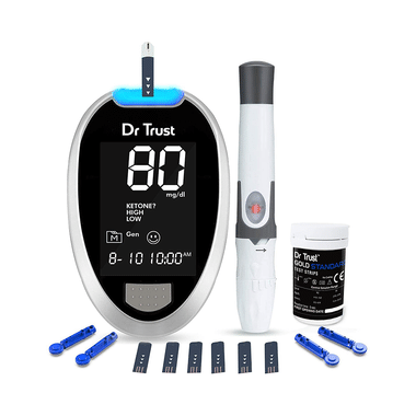 Dr Trust USA Gold Standard Blood Glucose Monitoring System Glucometer with 10 Test Strip