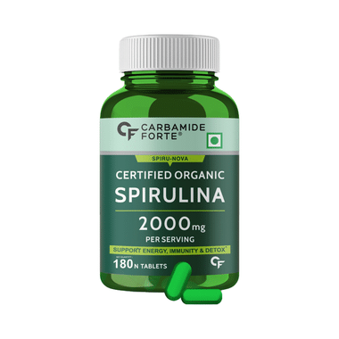 Carbamide Forte Certified Organic Spirulina 2000mg | For Energy, Immunity & Detoxification | Tablet