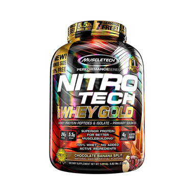 Muscletech Performance Series Nitro Tech 100% Whey Gold Whey Protein Peptides & Isolate Chocolate Banana Split