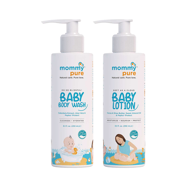 Mommypure Combo Pack Of Oh So Blissful! Baby Body Wash And Soft As A Cloud Baby Lotion (250ml Each)