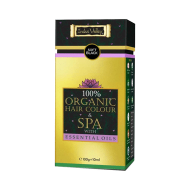 Indus Valley 100% Organic Hair Colour & Spa With Essential Oils (Hair Colour 100gm & Spa Elixir 10ml) Soft Black