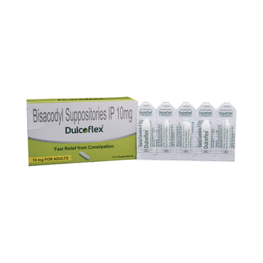 Dulcoflex Bisacodyl Suppositories IP 10mg for Adults | Provides Fast Relief from Constipation