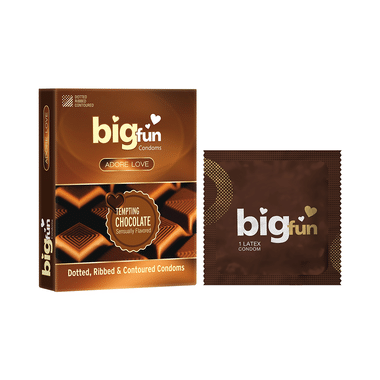 Bigfun Dotted, Ribbed & Contoured Condom Tempting Chocolate